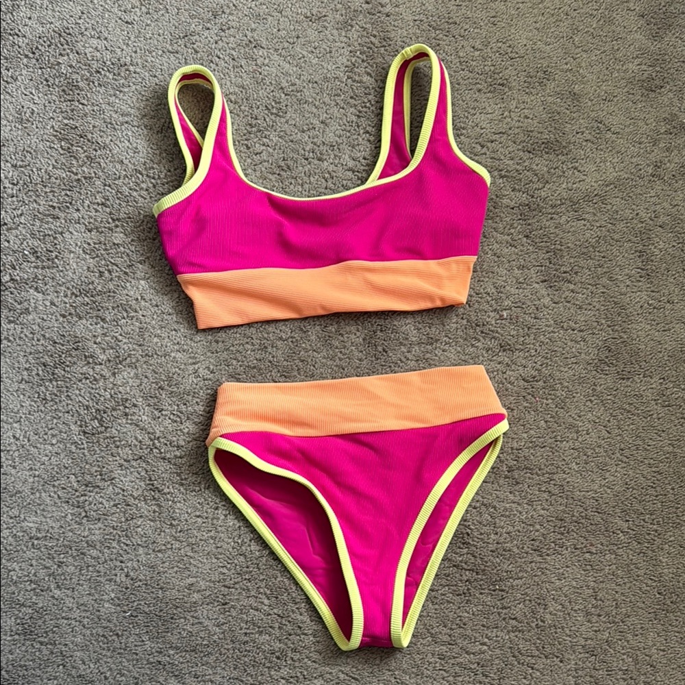 Colorful Bikini Set with Neon Accents